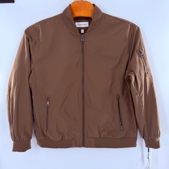 Calvin Klein Jackets & Blazers - Calvin Klein Mens Bomber Jacket Brown Water Resistant Full Zip CM107904 XL NWT